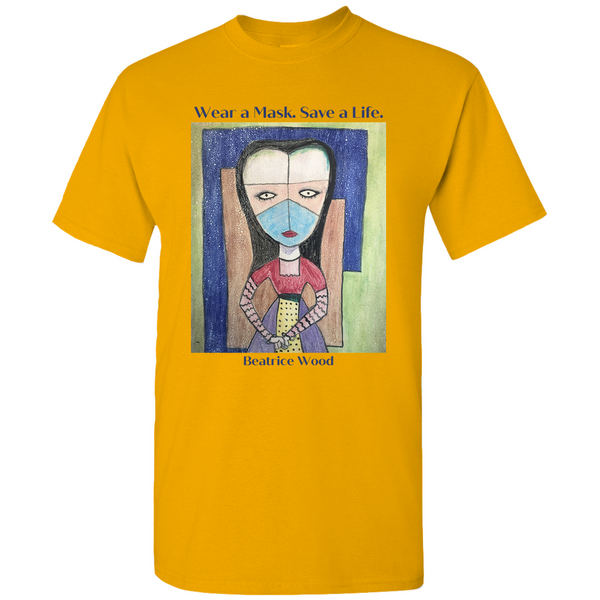 Wear a Mask. Save a Life. T-Shirt with artwork by Beatrice Wood