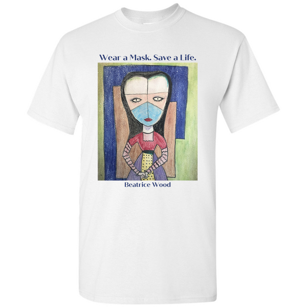 Wear a Mask. Save a Life. T-Shirt with artwork by Beatrice Wood